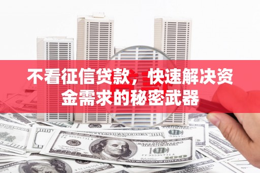 德昌不看征信贷款，快速解决资金需求的秘密武器